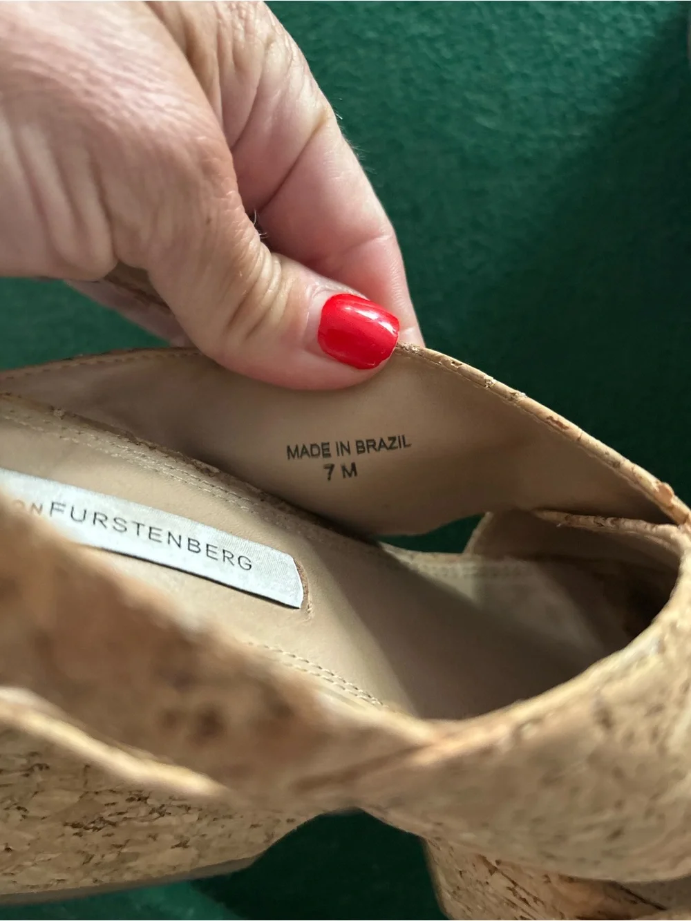 DVF NATURAL CORK Liberty Platform Sandal Sz: 7